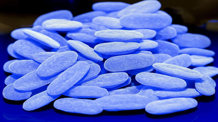 Poster - Glowing bacteria simulation on hands classroom animated illustration dark environment close-up bioluminescence