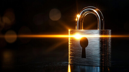 Poster - Secure identity animation of a lock icon digital environment close-up view concept of safety