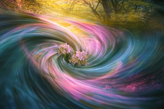 Glowing stream featuring a gently blooming dreamy swirl