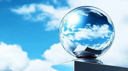 crystal sphere reflecting a clear sky
