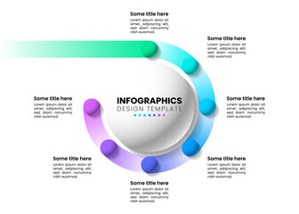Poster - Infographic template. 7 balls with line and text