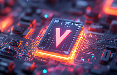 Poster - Innovative technology action digital circuit board graphic design high-tech environment close-up view futuristic concept