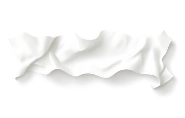 Poster - Dynamic white fabric ribbon unfolding studio graphic design minimalist close-up visual texture