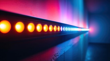 Poster - A row of led lights displays a captivating color gradient, transforming the atmosphere.