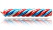 © Nur - Twisted Red, White, and Blue Rope: Vibrant Spiral with Reflection