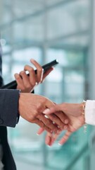 Poster - Business people, closeup or manager shaking hands for corporate funding, agreement or b2b deal. Partnership, executive director or advisor in office for collaboration, handshake or merger meeting