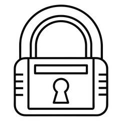 Fototapete - An illustration of a padlock with a connected keyhole, featuring digital elements. The padlock is prominent, symbolizing security and protection, with a minimalistic design in black outline. 