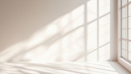Poster - Minimalist interior atmosphere with natural light peaceful shadows, perfect for casting products or creating a showcasing design
