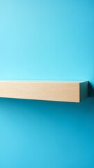 Aufkleber - Light Wood Shelf Against Blue Wall