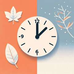 Poster - Clean minimalist representation of time going backward as seasons shift from fall foliage to winter frost