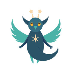 Cute cartoon owl, a funny bird illustration with big eyes and wings, perched on a tree branch in a nature-inspired design