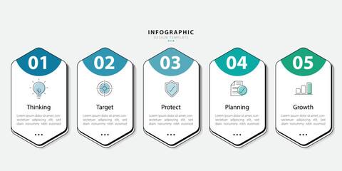 Poster - Timeline Creator infographic template. 5 Step timeline journey, calendar Flat simple infographics design template. presentation graph. Business concept with 5 options, vector illustration.