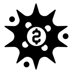 Poster - Coins boom solid icon, finance concept. Vector graphics. Explosion, money flash bubble sign on white background, glyph style mobile or design.