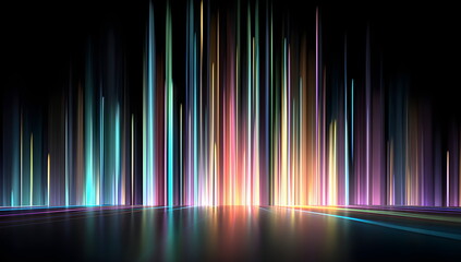 Poster - abstract vertical light trails on dark surface. sci-fi digital technology or modern architecture cre