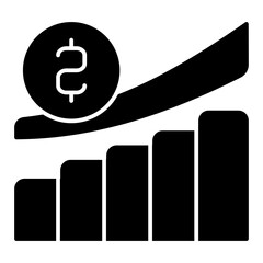 Poster - trend to go up chart solid icon, world sanction concept. vector graphics. currency graph, market pre