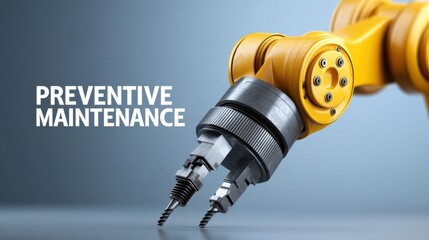 Poster - A close-up of a robotic arm component emphasizing the concept of preventive maintenance in industrial automation.