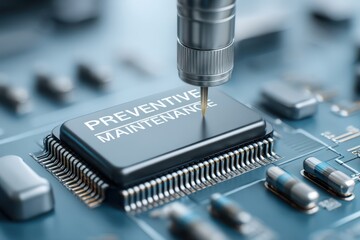 Poster - A close-up of a microchip with 