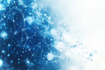 Fototapete - Abstract representation of interconnected blue molecules forming a network in digital space