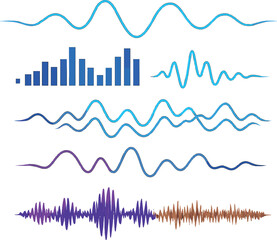 Poster - Futuristic sound waves collection for audio design and technology concepts