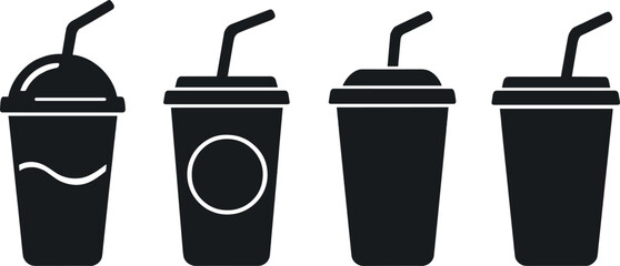 Poster - Collection of simple drink cup icons for beverage design and branding