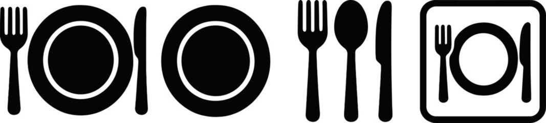Poster - Minimalist cutlery icons set for dining and kitchen design projects