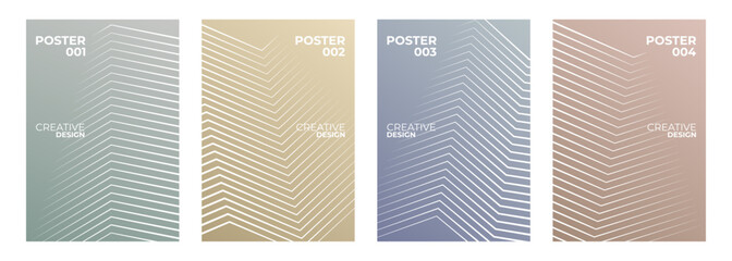 Leinwandbilder - Set of abstract posters with white lines patterns for creative graphic design. Minimalist cover templates. Vector illustration.