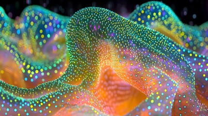 Vibrant, abstract representation of intricate cellular or molecular structure.
