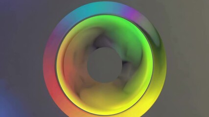 Poster - Dynamic transition of vivid circular patterns with shifting hues in rotational motion