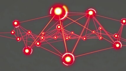 Poster - Dynamic network expansion with glowing red nodes and connecting lines in motion