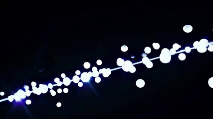 Poster - Dynamic burst of glowing light orbs against dark background in motion
