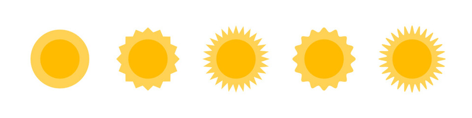 Wall Mural - sun vector icons. yellow sun. sun vector icon. sunshine yellow icons. sunset rays vector