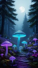 Poster - mushroom in the forest