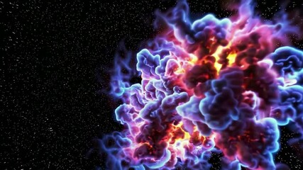 Poster - Vibrant cosmic nebula exploding in dazzling colors against a starry sky