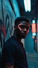 Poster - young man with graffiti
