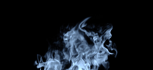 Wall Mural - panoramic view blurred blue fire on isolated background. perfect explosion effect for decoration and