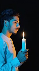 Poster - man with candle