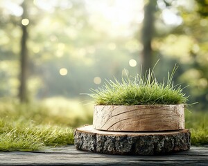 Poster - Wooden display with grass