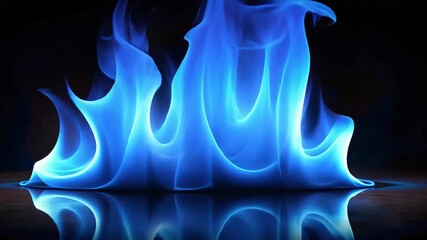Aufkleber - Hypnotic blue flames dance on a dark reflective surface, creating a mesmerizing visual spectacle.