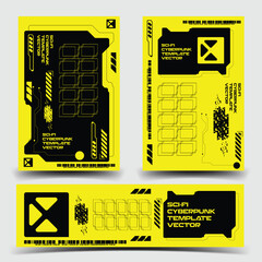 Wall Mural - y2k 2000s scifi cyberpunk retro-futuristic layout template set dashboard for ux-ui application, 2d v
