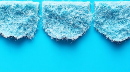 Poster - Minimalist composition featuring fluffy blue textile elements on a cyan background