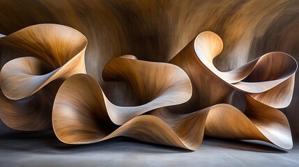 Poster - Abstract flowing wood texture creating a dynamic and elegant composition