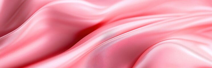 Poster - This image features soft pink silk fabric gracefully draped, creating elegant waves and smooth textures. A stunning choice for fashion and design themes.