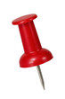 ©  S u n n y B u n n y - High-Quality Close-Up Image of a Bright Red Push Pin on a Black Background, Ideal for Office or School Supply Illustrations