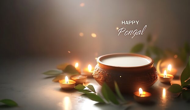 Pongal celebration with text HAPPY Pongal