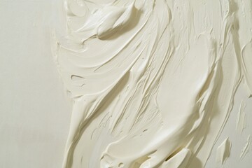 Aufkleber - Abstract painting with thick white paint strokes creating dynamic texture and visual interest. Elegant, minimalistic design. Creamy white.