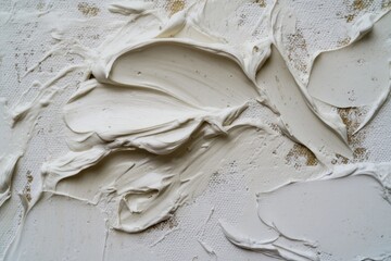 Leinwandbilder - Abstract Texture: Thick white paint strokes create a three-dimensional effect on the canvas, capturing light and shadow in a tactile display.