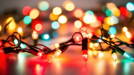 Wall Mural - colorful christmas lights blinking on a soft background