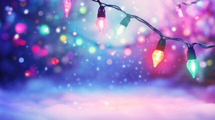 Poster - colorful christmas lights with bokeh effect and soft background