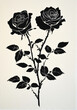 © poramin - striking black and white illustration of two roses, showcasing intricate details of petals and leaves, evoking sense of elegance and beauty