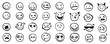 © Alina Nikitaeva - Smile doodle emoji faces in hand drawn vector doodle sketchy style. Happy, sad, crying emotional scribbles, comic elements for business design.